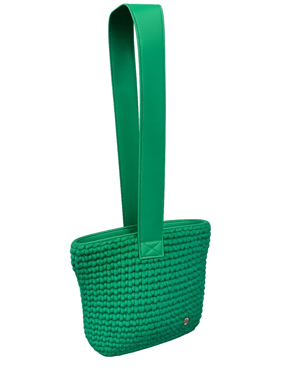 Green Crochet Shoulder Bag with Wide Strap
